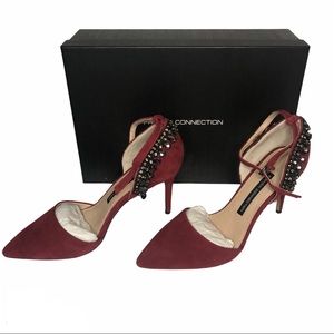 French Connection Red Eleni d’Orsay Suede Heels